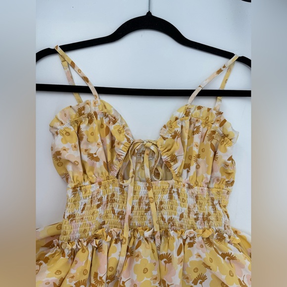 Sabo Skirt NWT Cut Out Mini Yellow Flowers Dress XS - Picture 3 of 7